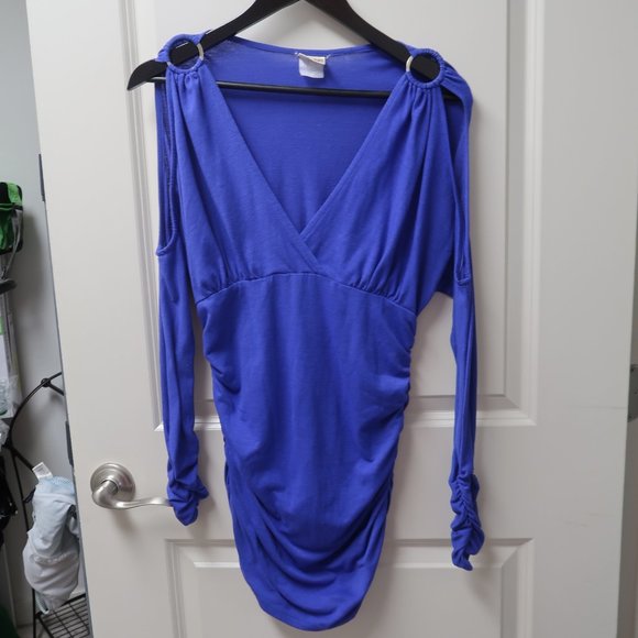 Frederick's of Hollywood Dresses & Skirts - Frederick's of Hollywood dress women's small blue sexy v beck long sleeved